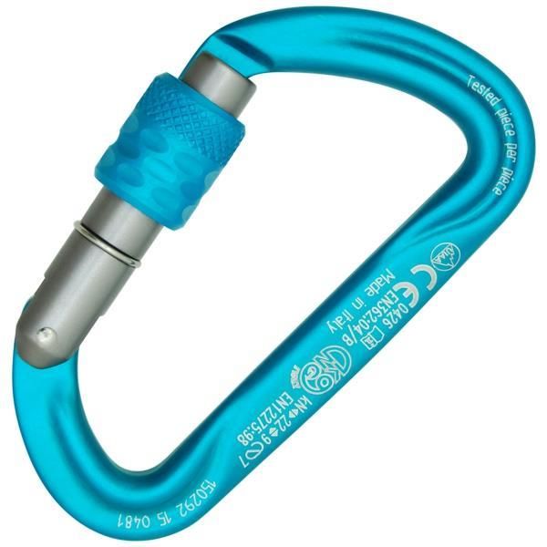 KONG Argon S aluminiumötvözet csavaros aszimetrikus karabiner cyan