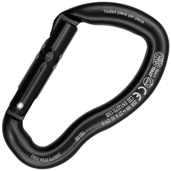 KONG Ergo straigth black aluminium asszimetrikus egyenes nyelvű karabiner fekete (zárnélküli)