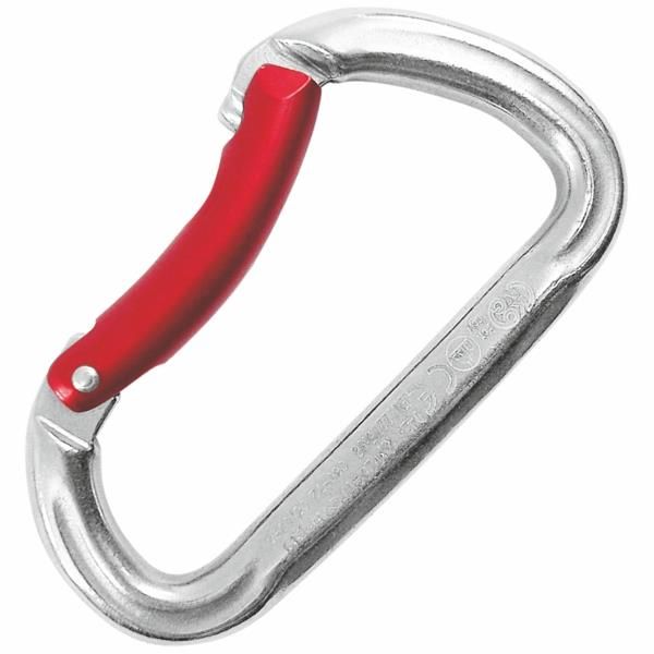 Kong Indoor Bent gate, Rozsdamentes hajlított nyelvű, zárnélküli karabíner