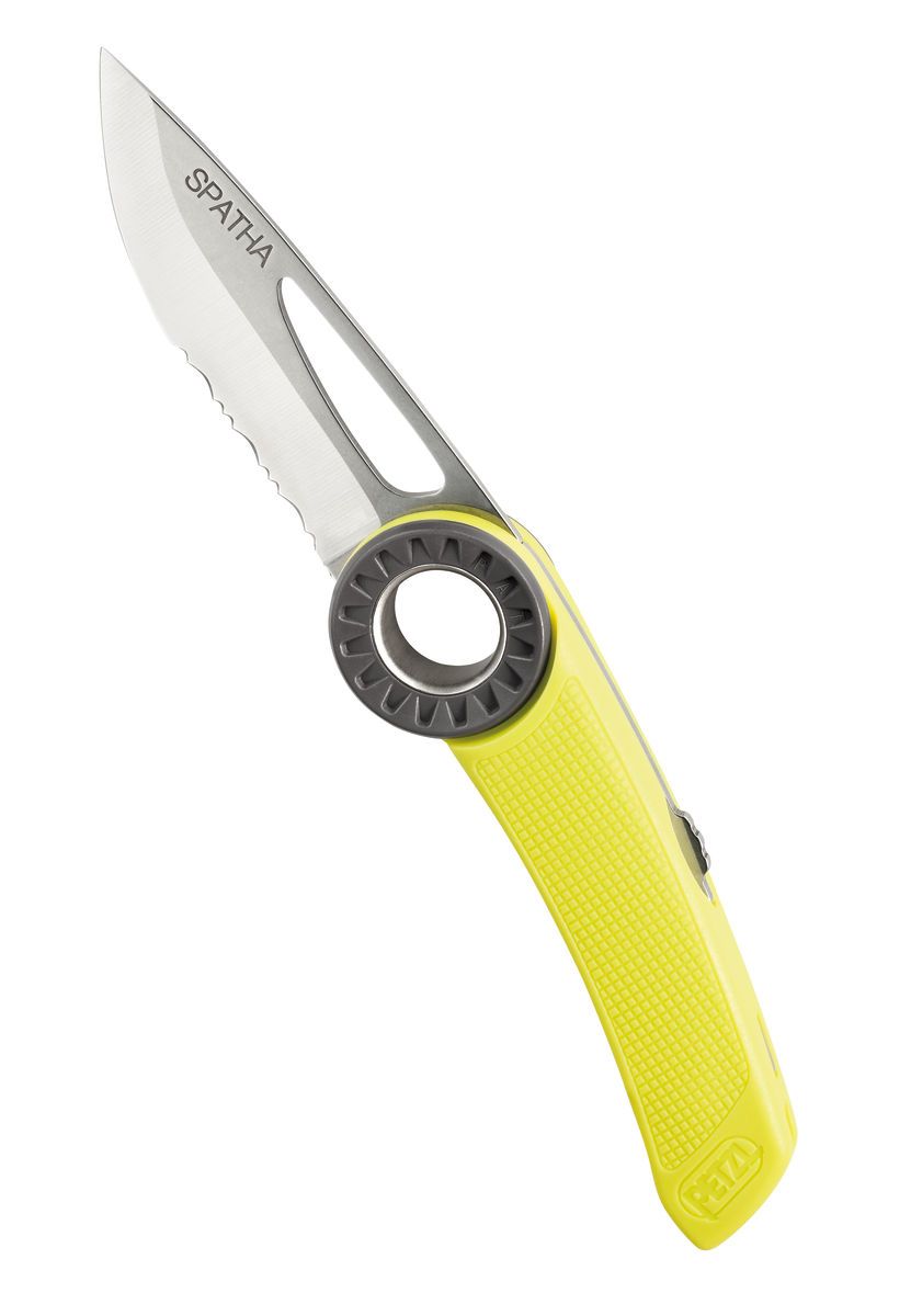 Petzl SPATHA kötélvágó kés karabiner rögzítéssel (Sárga)