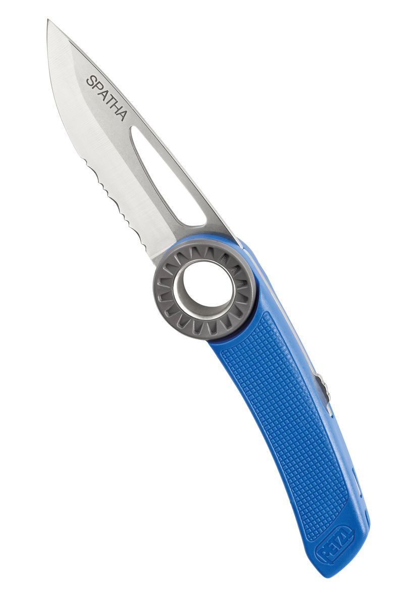 Petzl SPATHA kötélvágó kés karabiner rögzítéssel (Kék)