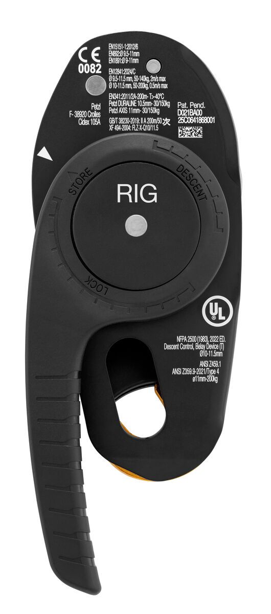 Petzl RIG® Repairable – Professzionális önfékező ereszkedő ipari alpintechnikához (yellow)